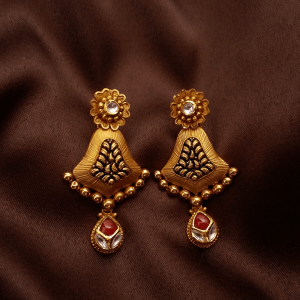 Floral Drop Cut Gold Earring